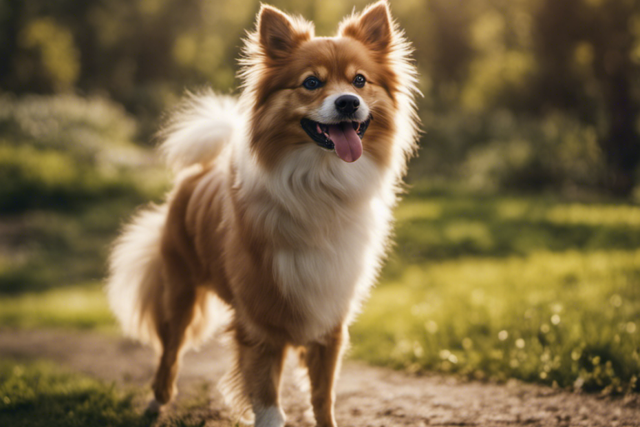 An image showcasing a happy Spitz breed dog outdoors, engaging in activities that promote a longer lifespan