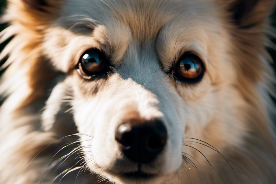 -up shot of a Spitz type dog's face with a mix of curiosity and intelligence in its eyes