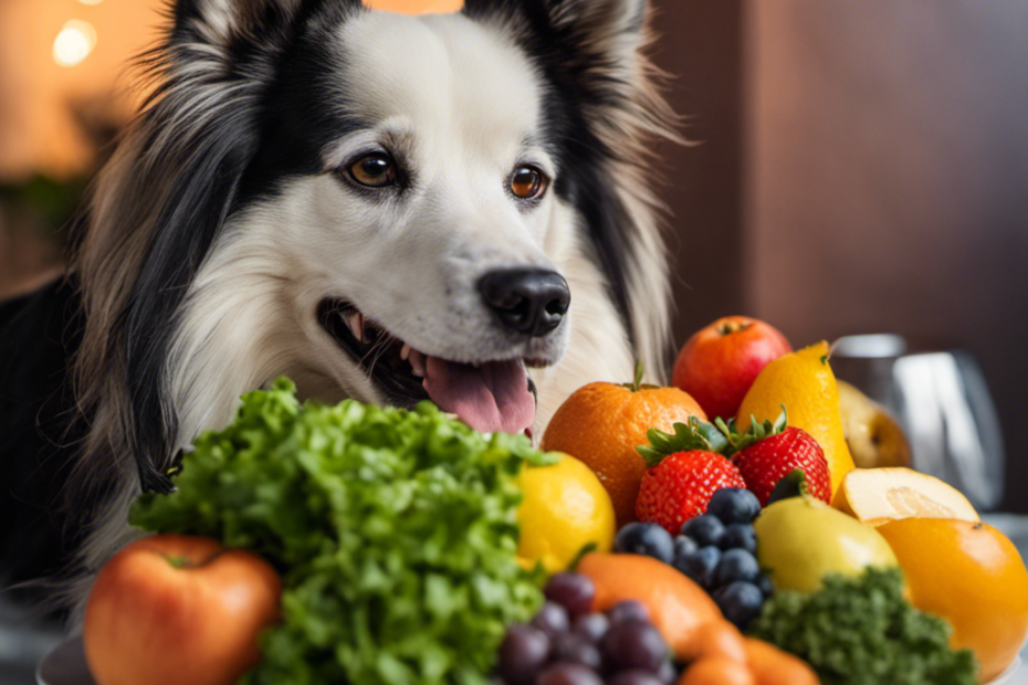 Nt and enticing image showcasing a variety of vitamin-rich foods specifically tailored for Spitz dogs' diet