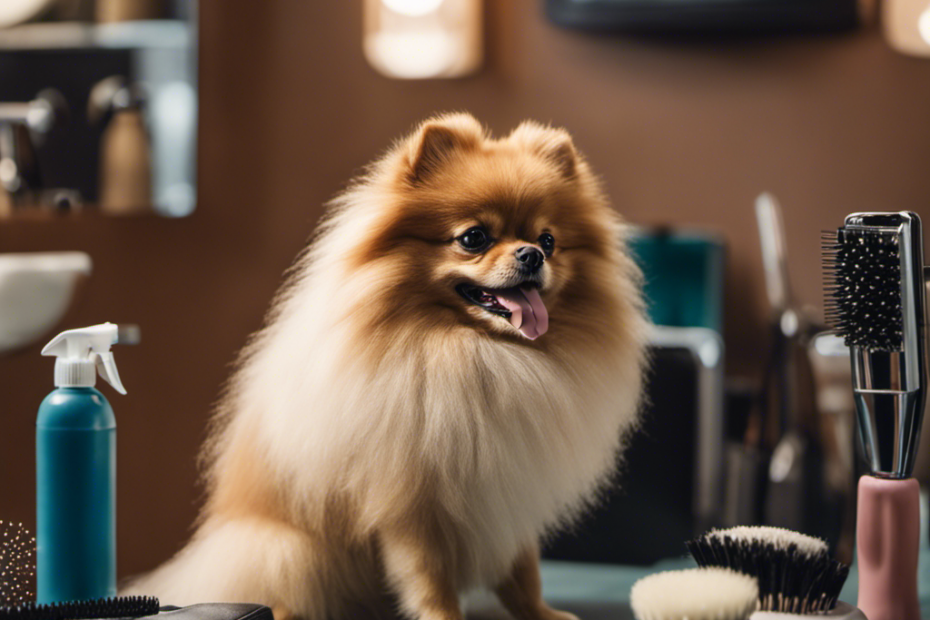 An image showcasing a Pomeranian with a lustrous double coat and a well-groomed appearance
