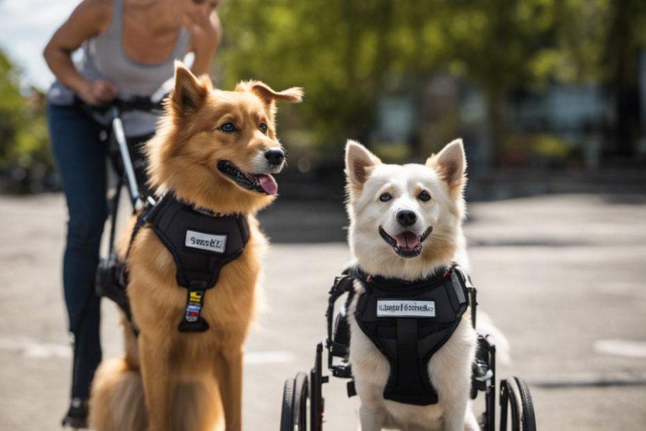 -up image of a Spitz breed assistance dog, with attentive eyes and a relaxed posture, sitting next to a person in a wheelchair