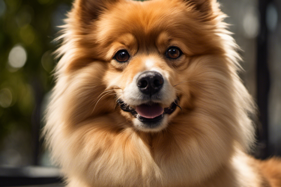 An image showcasing a well-groomed Spitz dog, with its thick double coat radiant and free of tangles