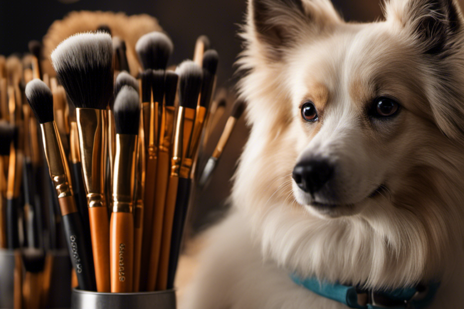 An image showcasing a variety of brushes, with different bristle lengths and textures, specifically designed for Spitz dogs