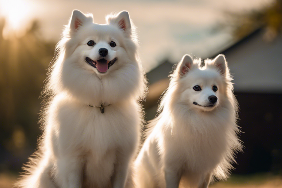 An image showcasing the elegance and poise of Japanese Spitz dogs