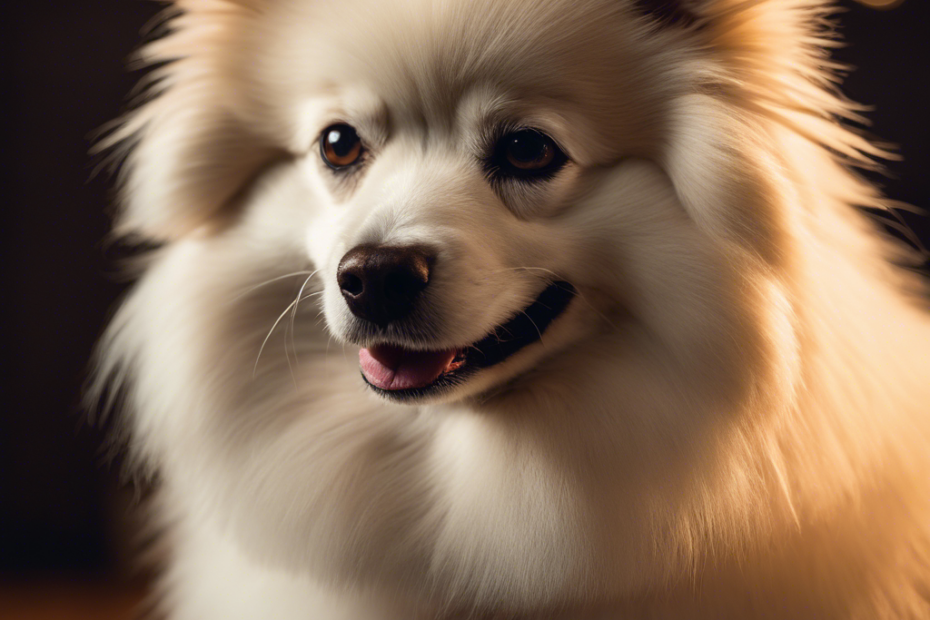 An image showcasing a majestic Spitz dog with a perfectly groomed double coat