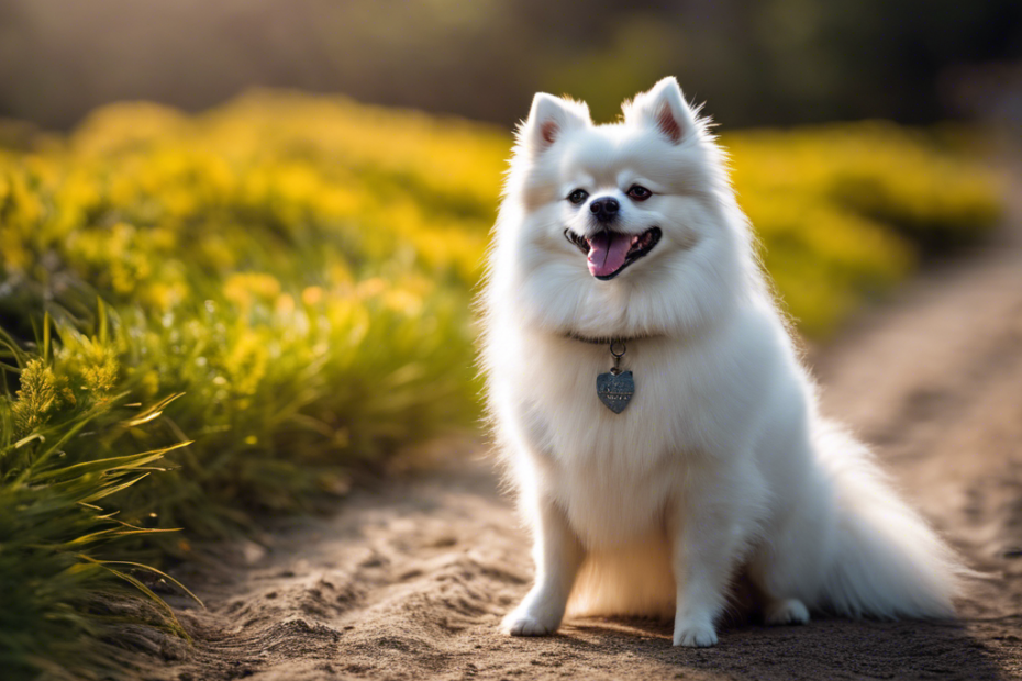 An image showcasing a healthy, vibrant Spitz breed dog with a well-defined waistline, shining coat, and alert expression