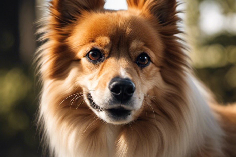 An image showcasing a well-groomed Spitz dog with a lustrous double coat, meticulously brushed to remove loose hair and prevent matting